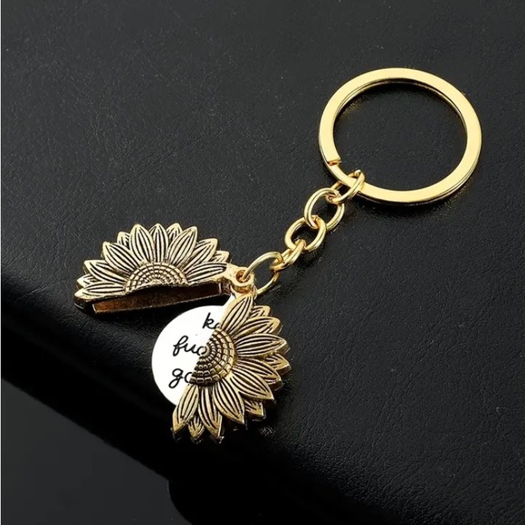 NWT SUNFLOWER KEYCHAIN WITH “ADULT” MOTIVATIONAL SAYING KEEP F*CKING GOING! - Picture 6 of 8